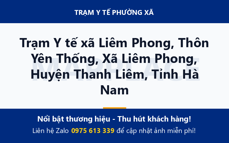Trạm Y tế xã Liêm Phong, Thôn Yên Thống, Xã Liêm Phong, Huyện Thanh Liêm, Tỉnh Hà Nam