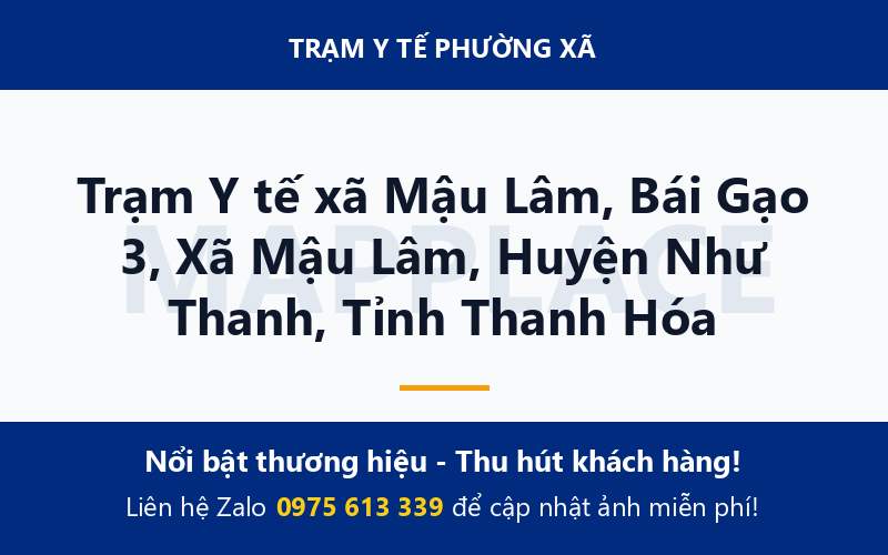 Trạm Y tế xã Mậu Lâm, Bái Gạo 3, Xã Mậu Lâm, Huyện Như Thanh, Tỉnh Thanh Hóa