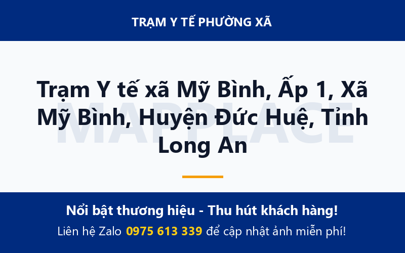 Trạm Y tế xã Mỹ Bình, Ấp 1, Xã Mỹ Bình, Huyện Đức Huệ, Tỉnh Long An