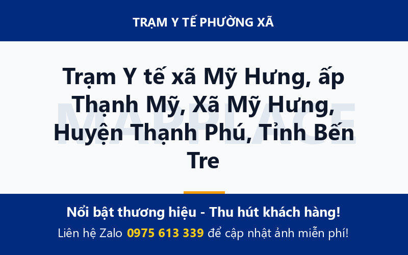 Trạm Y tế xã Mỹ Hưng, ấp Thạnh Mỹ, Xã Mỹ Hưng, Huyện Thạnh Phú, Tỉnh Bến Tre