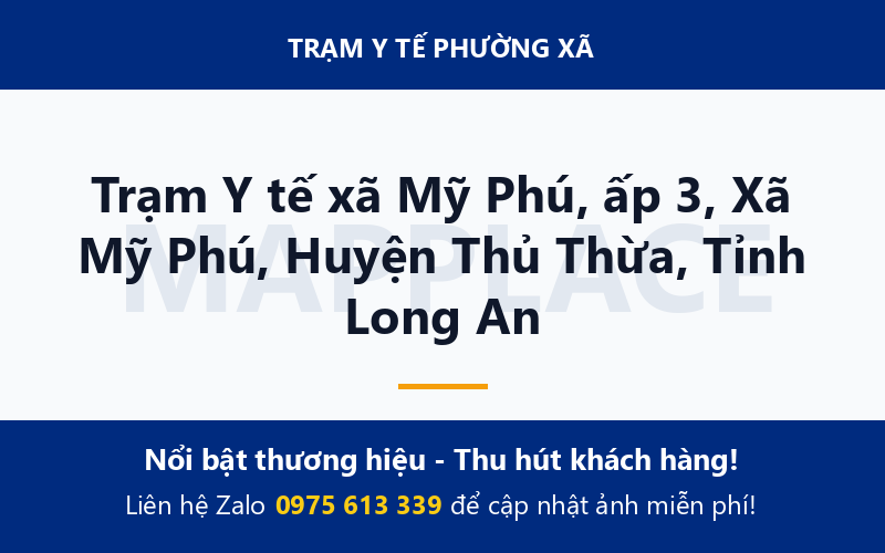 Trạm Y tế xã Mỹ Phú, ấp 3, Xã Mỹ Phú, Huyện Thủ Thừa, Tỉnh Long An