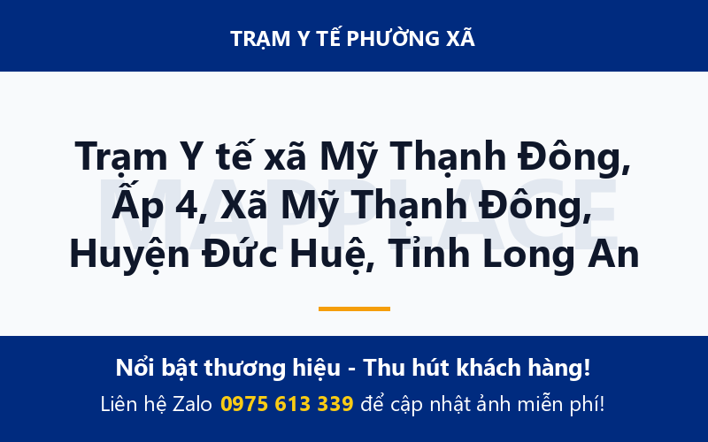 Trạm Y tế xã Mỹ Thạnh Đông, Ấp 4, Xã Mỹ Thạnh Đông, Huyện Đức Huệ, Tỉnh Long An