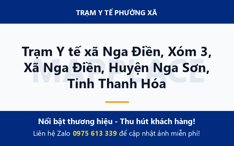 Trạm Y tế xã Nga Điền, Xóm 3, Xã Nga Điền, Huyện Nga Sơn, Tỉnh Thanh Hóa