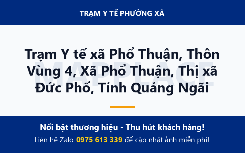 Trạm Y tế xã Phổ Thuận, Thôn Vùng 4, Xã Phổ Thuận, Thị xã Đức Phổ, Tỉnh Quảng Ngãi