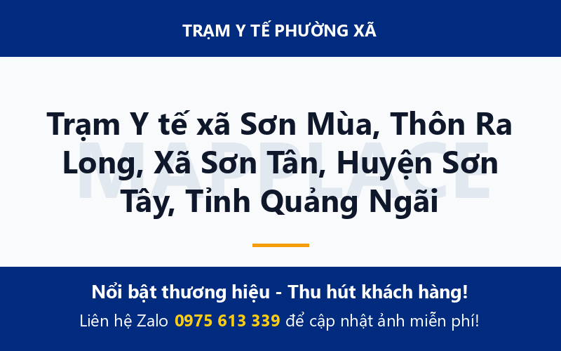 Trạm Y tế xã Sơn Mùa, Thôn Ra Long, Xã Sơn Tân, Huyện Sơn Tây, Tỉnh Quảng Ngãi