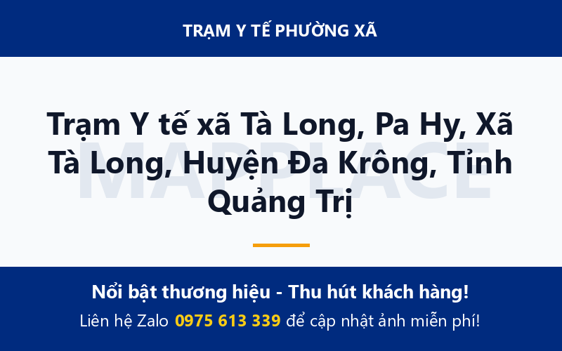 Trạm Y tế xã Tà Long, Pa Hy, Xã Tà Long, Huyện Đa Krông, Tỉnh Quảng Trị