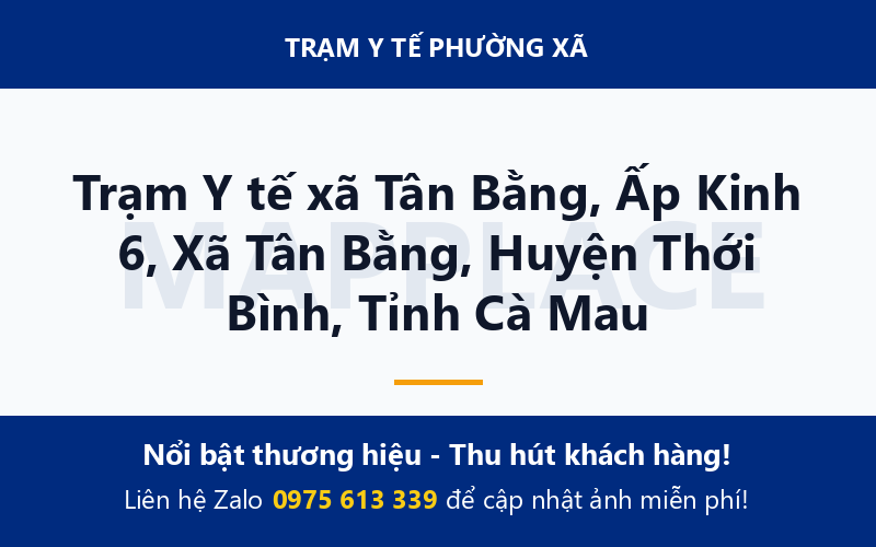 Trạm Y tế xã Tân Bằng, Ấp Kinh 6, Xã Tân Bằng, Huyện Thới Bình, Tỉnh Cà Mau