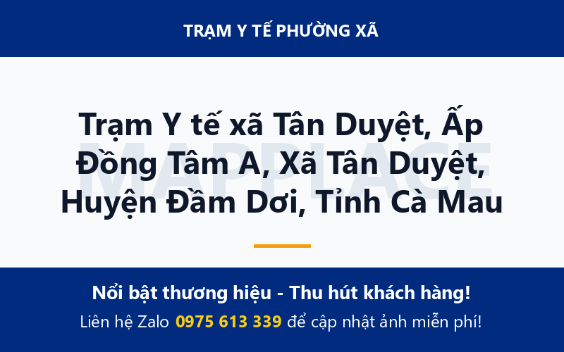 Trạm Y tế xã Tân Duyệt, Ấp Đồng Tâm A, Xã Tân Duyệt, Huyện Đầm Dơi, Tỉnh Cà Mau