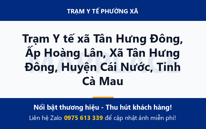 Trạm Y tế xã Tân Hưng Đông, Ấp Hoàng Lân, Xã Tân Hưng Đông, Huyện Cái Nước, Tỉnh Cà Mau