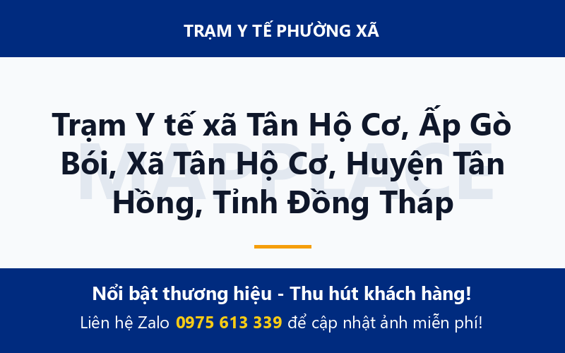 Trạm Y tế xã Tân Hộ Cơ, Ấp Gò Bói, Xã Tân Hộ Cơ, Huyện Tân Hồng, Tỉnh Đồng Tháp