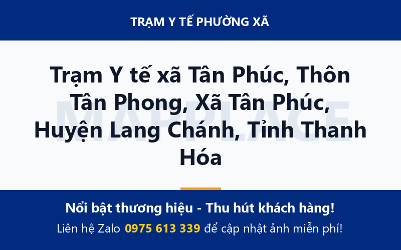 Trạm Y tế xã Tân Phúc, Thôn Tân Phong, Xã Tân Phúc, Huyện Lang Chánh, Tỉnh Thanh Hóa