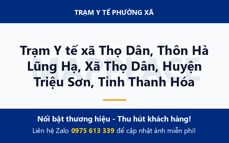 Trạm Y tế xã Thọ Dân, Thôn Hà Lũng Hạ, Xã Thọ Dân, Huyện Triệu Sơn, Tỉnh Thanh Hóa