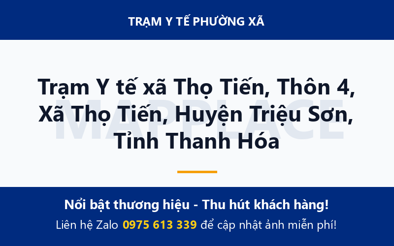Trạm Y tế xã Thọ Tiến, Thôn 4, Xã Thọ Tiến, Huyện Triệu Sơn, Tỉnh Thanh Hóa