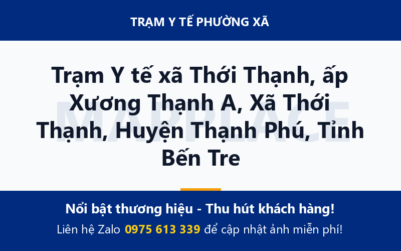 Trạm Y tế xã Thới Thạnh, ấp Xương Thạnh A, Xã Thới Thạnh, Huyện Thạnh Phú, Tỉnh Bến Tre