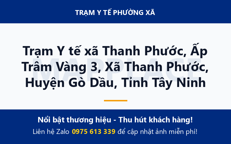 Trạm Y tế xã Thanh Phước, Ấp Trâm Vàng 3, Xã Thanh Phước, Huyện Gò Dầu, Tỉnh Tây Ninh