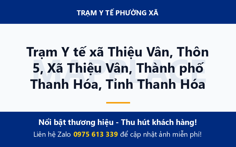 Trạm Y tế xã Thiệu Vân, Thôn 5, Xã Thiệu Vân, Thành phố Thanh Hóa, Tỉnh Thanh Hóa