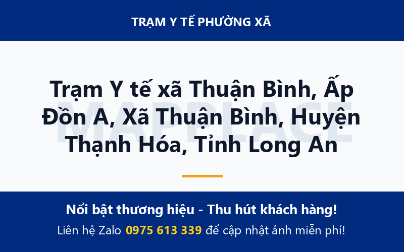 Trạm Y tế xã Thuận Bình, Ấp Đồn A, Xã Thuận Bình, Huyện Thạnh Hóa, Tỉnh Long An
