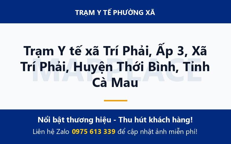 Trạm Y tế xã Trí Phải, Ấp 3, Xã Trí Phải, Huyện Thới Bình, Tỉnh Cà Mau