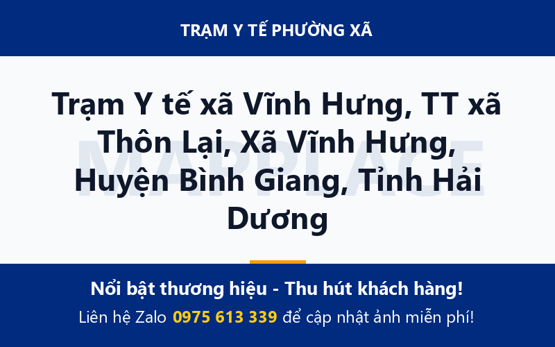 Trạm Y tế xã Vĩnh Hưng, TT xã Thôn Lại, Xã Vĩnh Hưng, Huyện Bình Giang, Tỉnh Hải Dương