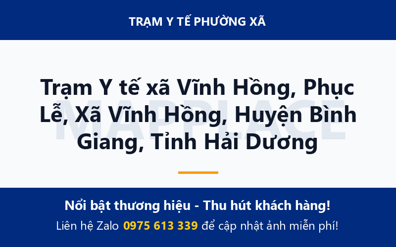 Trạm Y tế xã Vĩnh Hồng, Phục Lễ, Xã Vĩnh Hồng, Huyện Bình Giang, Tỉnh Hải Dương