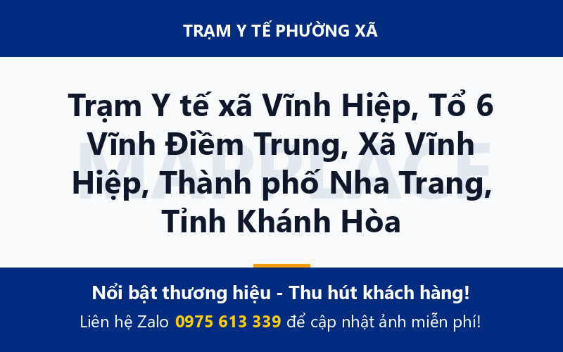 Trạm Y tế xã Vĩnh Hiệp, Tổ 6 Vĩnh Điềm Trung, Xã Vĩnh Hiệp, Thành phố Nha Trang, Tỉnh Khánh Hòa