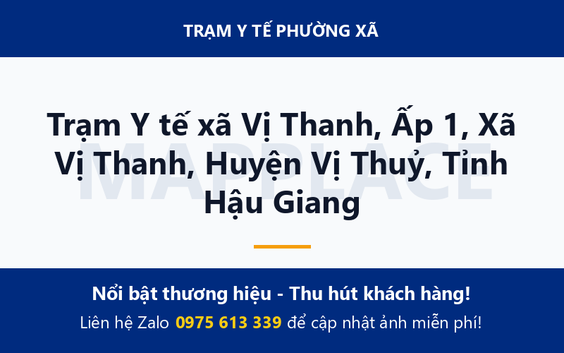 Trạm Y tế xã Vị Thanh, Ấp 1, Xã Vị Thanh, Huyện Vị Thuỷ, Tỉnh Hậu Giang