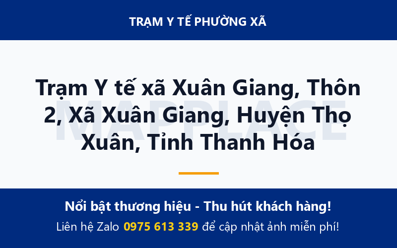 Trạm Y tế xã Xuân Giang, Thôn 2, Xã Xuân Giang, Huyện Thọ Xuân, Tỉnh Thanh Hóa