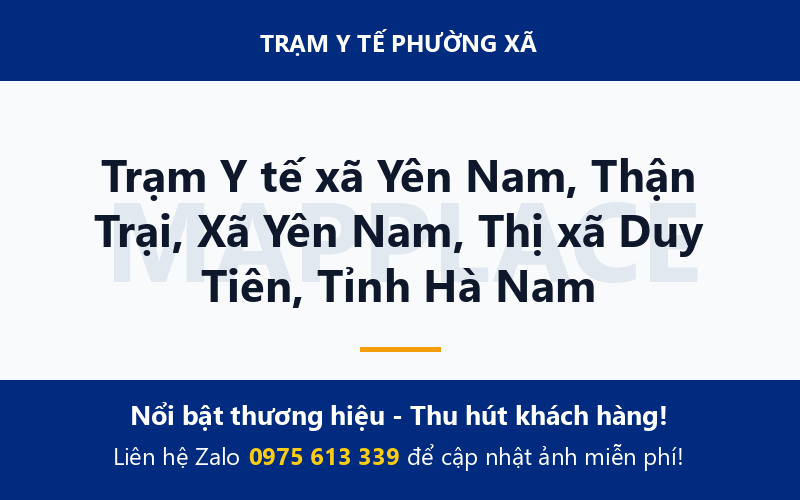 Trạm Y tế xã Yên Nam, Thận Trại, Xã Yên Nam, Thị xã Duy Tiên, Tỉnh Hà Nam