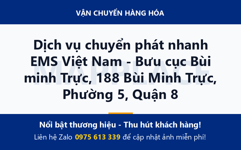 Dịch vụ chuyển phát nhanh EMS Việt Nam - Bưu cục Bùi minh Trực, 188 Bùi Minh Trực, Phường 5, Quận 8