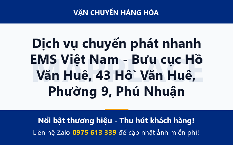 Dịch vụ chuyển phát nhanh EMS Việt Nam - Bưu cục Hồ Văn Huê, 43 Hồ Văn Huê, Phường 9, Phú Nhuận