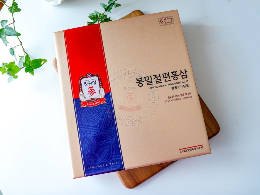 Hồng Sâm Lát Tẩm Mật Ong KGC Jung Kwan Jang (Hộp 12 Gói x 20g)